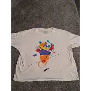 Vintage White United Colors of Benetton Graphic T Shirt Juanita Banana Art Italy